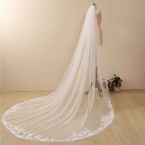 Brand New Cathedral Wedding Veil with lace flowers